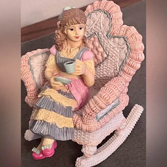 Cute Figurine Set with Rocking Chair and Table - Picture 2 of 4